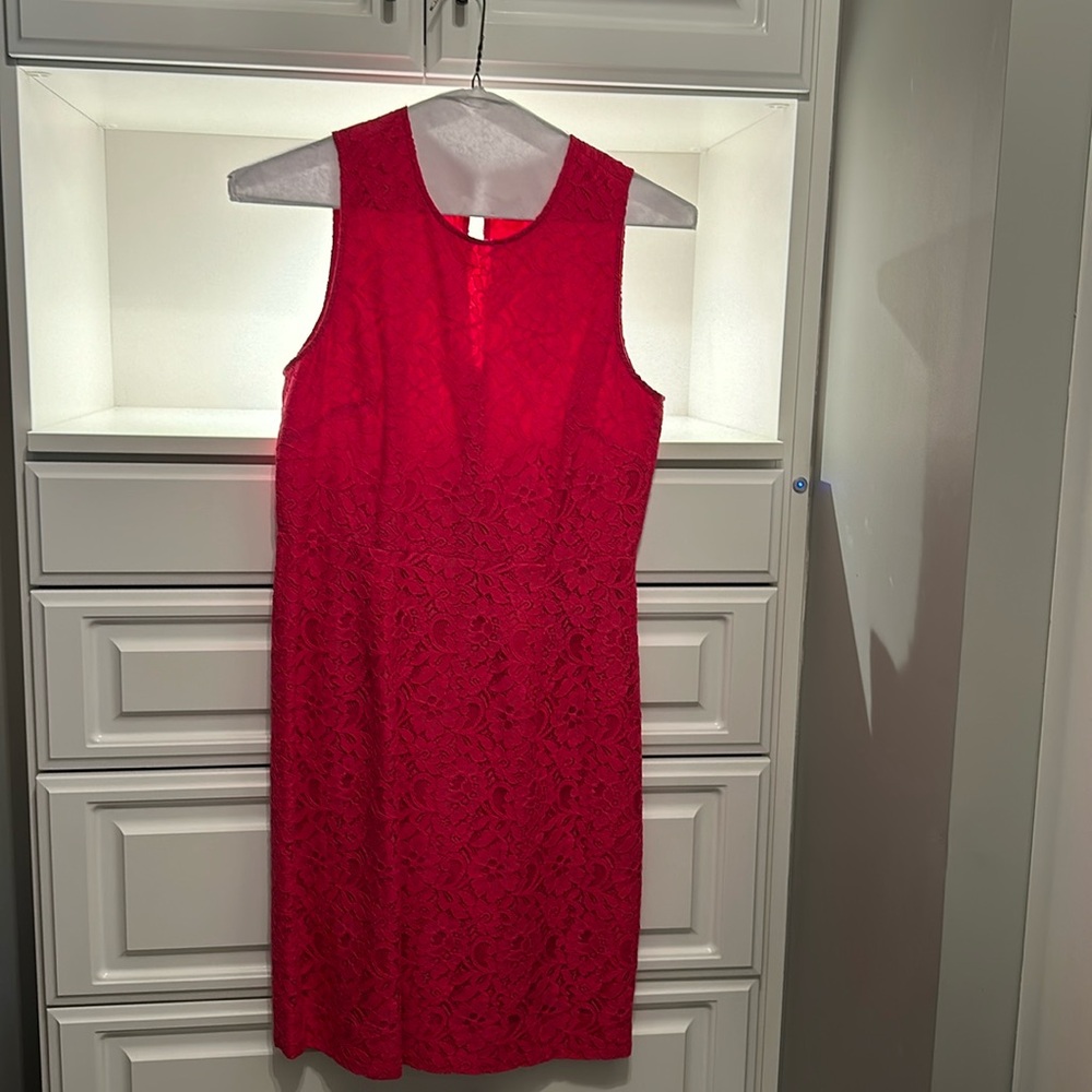 J. Crew Factory floral lace shift dress in pink